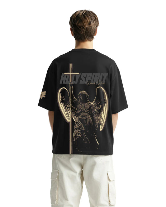 Drip Desi's Holy Spirit Black Oversized Graphic T-Shirt
