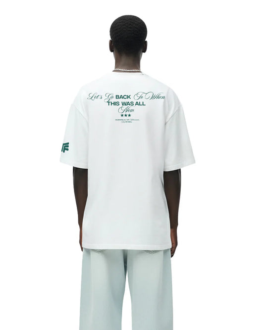 Drip Desi's What The Flex Vintage Script White Oversized T-Shirt