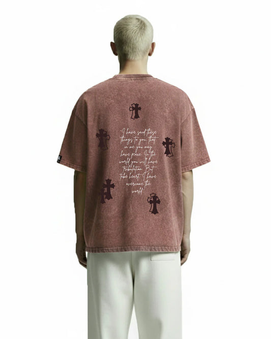 Drip Desi's Acid Wash Cross Graphic Oversized T-Shirt