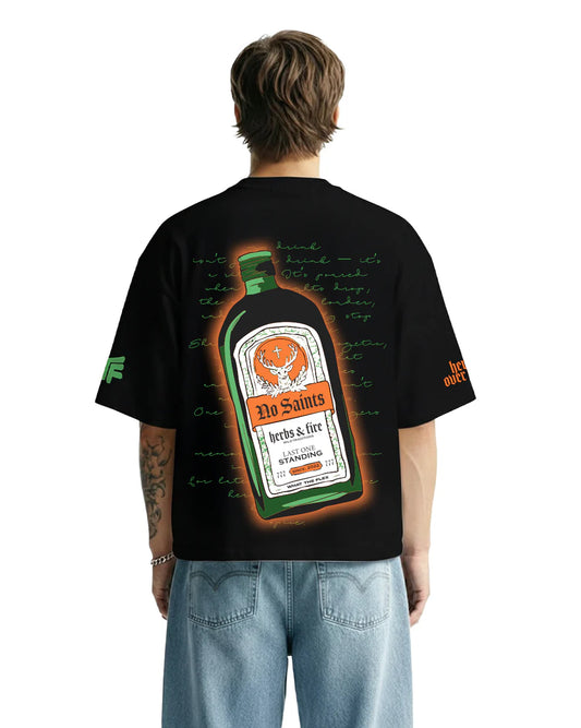 Drip Desi's Straight No Mix Oversized Black T-Shirt – No Saints Graphic Streetwear Tee