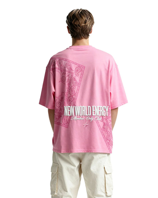 Drip Desi's New World Energy Pink Oversized T-Shirt