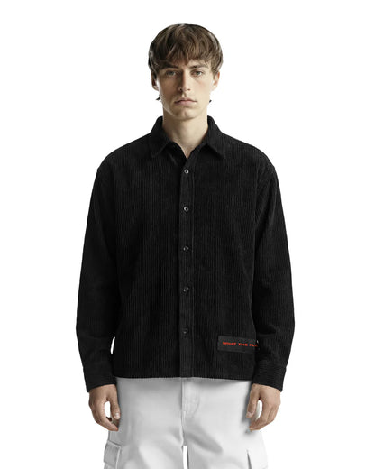 Drip Desi’s Black Ribbed Oversized Shirt – Premium Textured Streetwear Shirt
