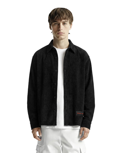 Drip Desi’s Black Ribbed Oversized Shirt – Premium Textured Streetwear Shirt