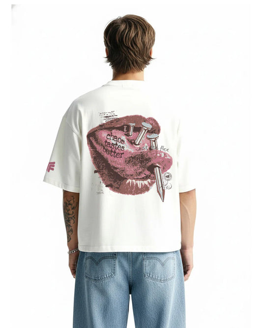 Drip Desi's RIOT Oversized White T-Shirt – Chaos Graphic Streetwear Tee