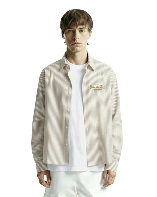 Drip Desi's Self Love Club Beige Striped Shirt