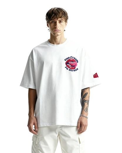 Drip Desi's Too Fresh Graphic Oversized White T-Shirt