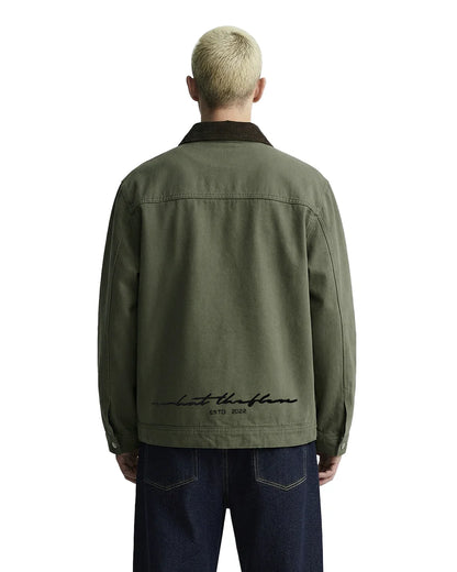 Drip Desi's Olive Oversized Zip Jacket – Premium Minimal Streetwear Jacket