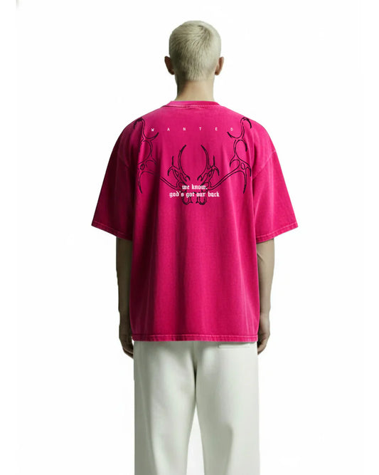 Drip Desi's Wanted Pink Washed Oversized T-Shirt